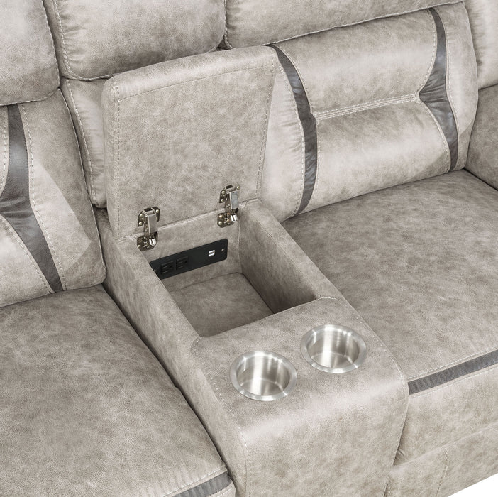 Juego de sofás tapizado reclinable Greer de 2 piezas - topo