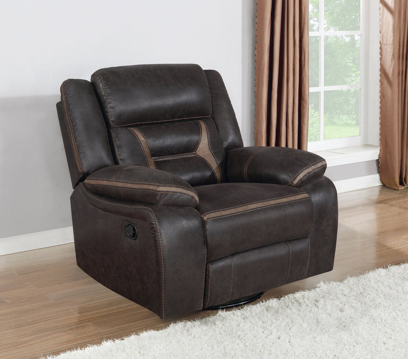 Greer Upholstered Swivel Glider Recliner Chair Taupe