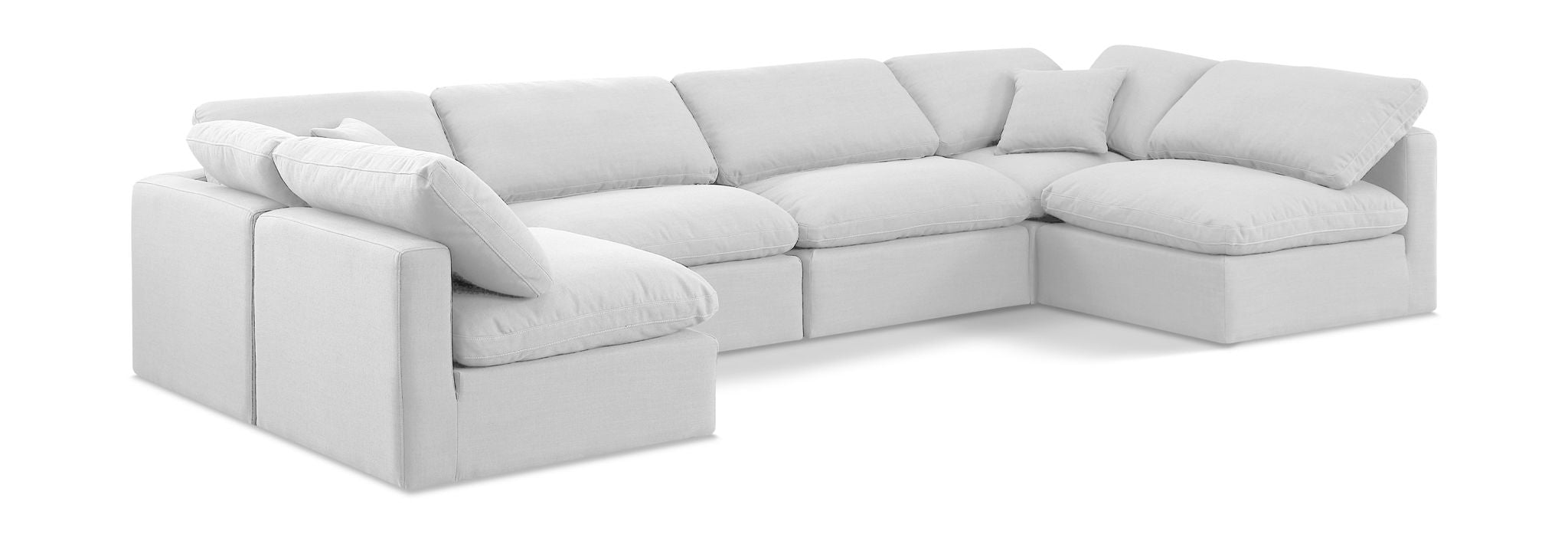 Indulge 140" Linen Textured Fabric Upholstered 6pc. Modular Sectional