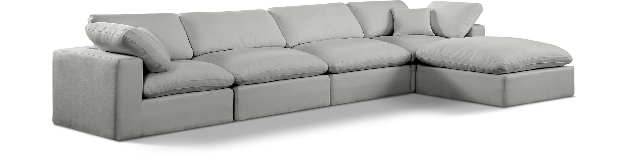 Comfy 158" Linen Textured Fabric Upholstered 5pc. Modular Sectional