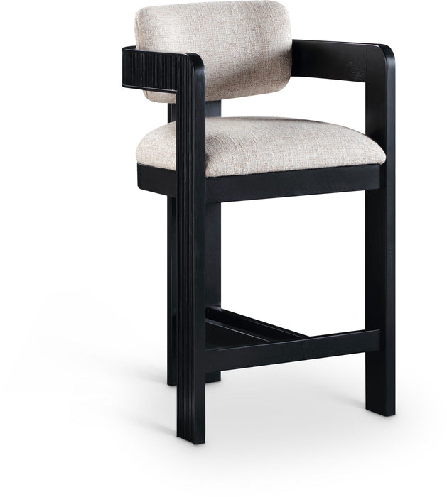 Sacha Linen Textured Fabric Upholstered Counter Stool