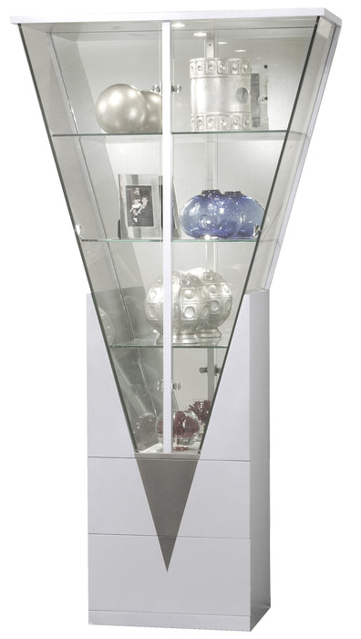 Triangular Design Curio w/ Shelves, Drawers & LED Lights 6625-CUR