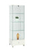 Contemporary Glass Curio w/ Shelves, Drawer & LED Lights 6628-CUR-WHT