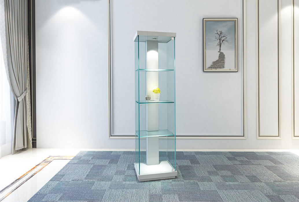 Modern Glass Curio w/ LED Light & 3 Glass Shelves 6633-CUR