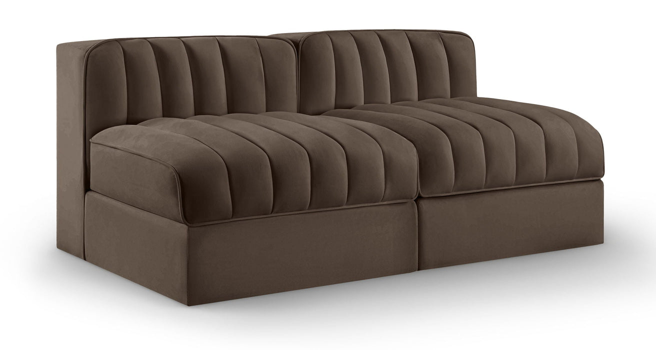 Rummi 58" Velvet Performance Fabric Upholstered 2pc. Modular Loveseat