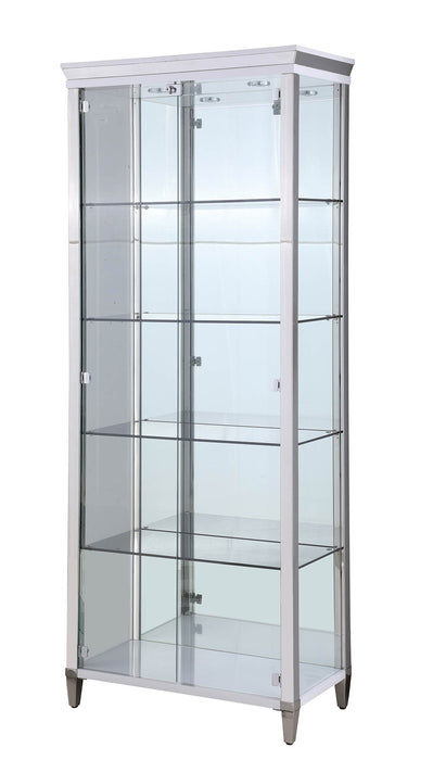 Contemporary Tempered Glass Curio w/ Shelves, Lighting & Locking Doors 6652-CUR