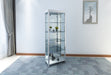 Contemporary Tempered Glass Curio w/ Shelves, Lighting & Locking Doors 6652-CUR
