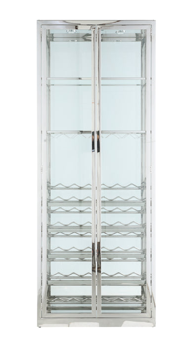 Contemporary Glass Curio w/ Wine & Stemware Racks 6655-CUR