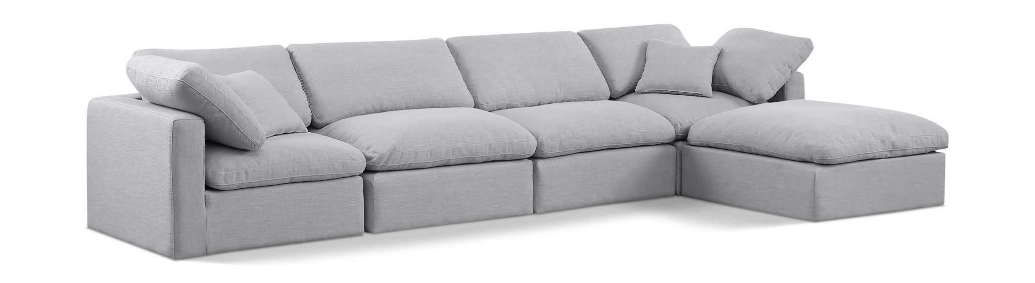 Indulge 140" Linen Textured Fabric Upholstered 5pc. Modular Sectional