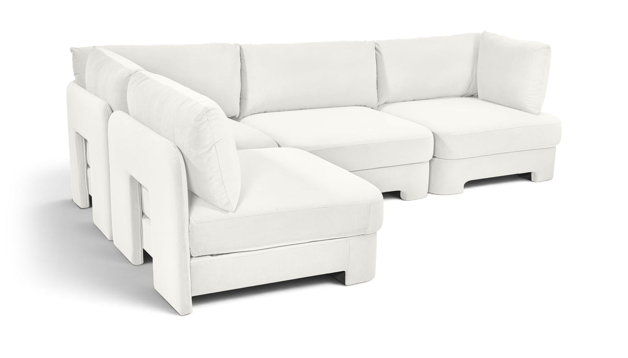 Seccional modular tapizado de terciopelo de alto rendimiento Hammond de 111" de 4 piezas