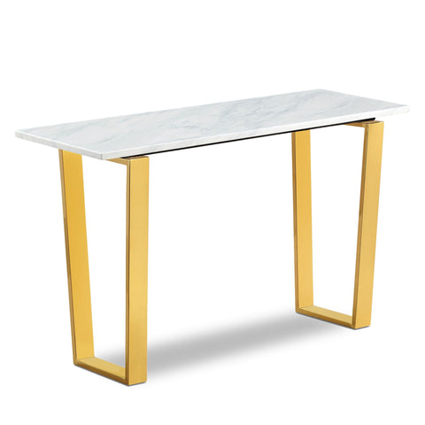 Marble Veneer Top And Gold Steel Base Console Table
