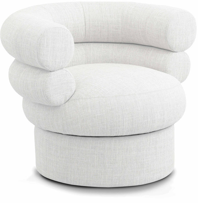 Valentina Linen Textured Fabric Upholstered Swivel Accent Chair