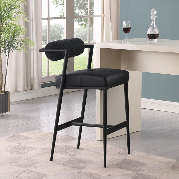 Stryker Boucle Fabric And Vegan Leather Upholstered Bar / Counter Stools
