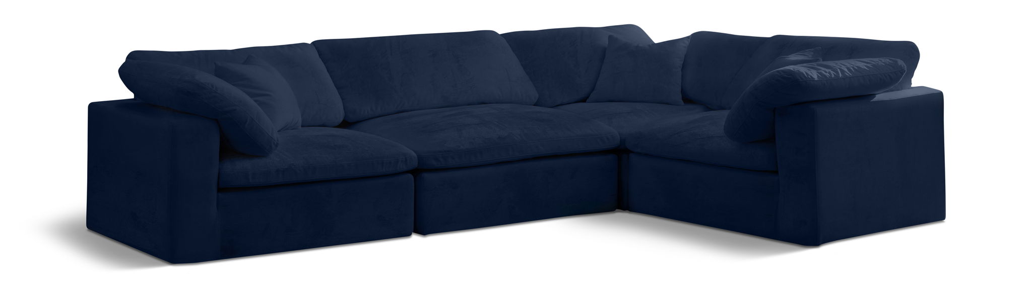 Cozy 119" Velvet Upholstered Overstuffed Fiber Filled Comfort Comfort 4pc. Modular Sectional