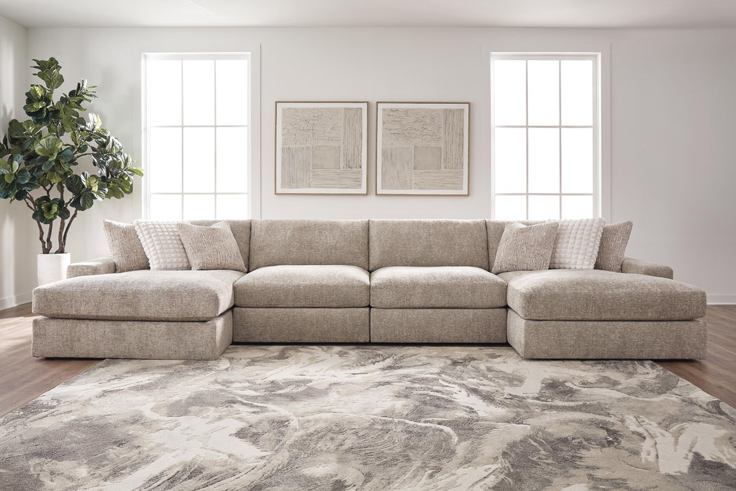 Nexora-Court 4-Piece Double Chaise Sectional - Burlap