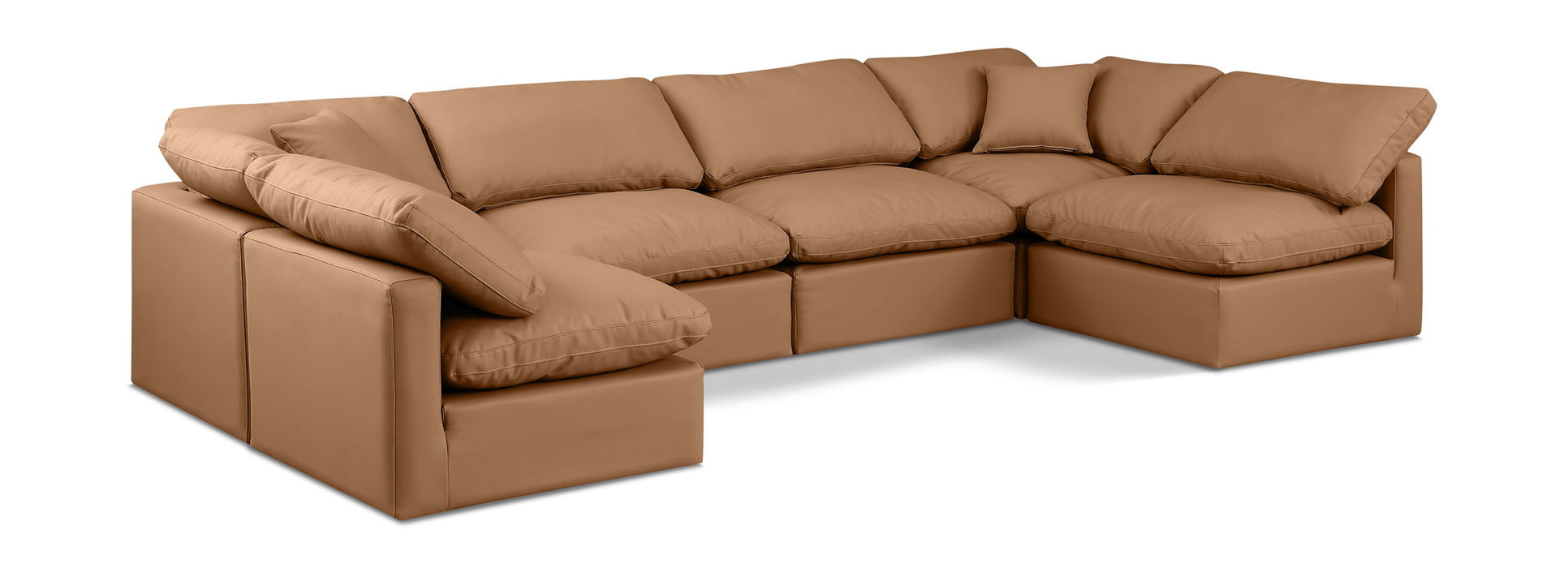 Indulge 140" Vegan Leather Upholstered 6pc. Modular Sectional