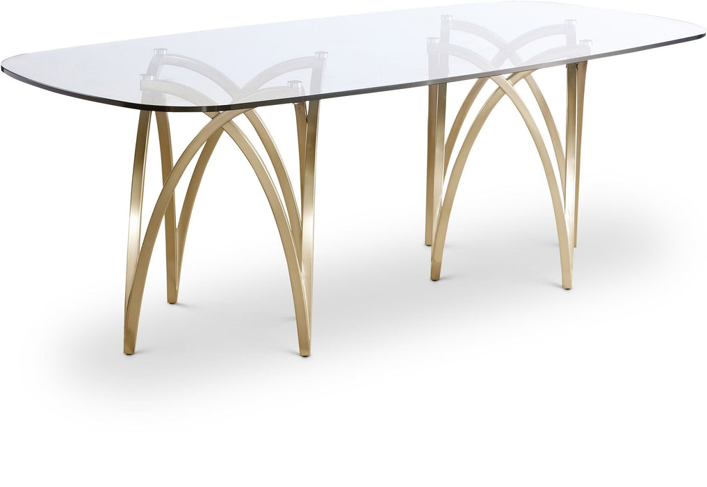 Madelyn 90.5" Glass Top And Metal Base Dining Table