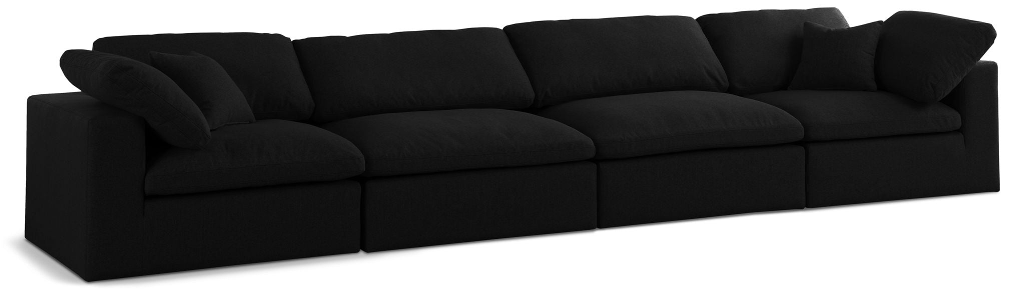 Serene 158" Linen Textured Fabric Upholstered Deluxe Comfort 4pc. Modular Sofa