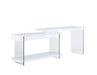 Modern Rotatable Glass & Wooden Desk w/ Drawers & Shelf 6920-DSK