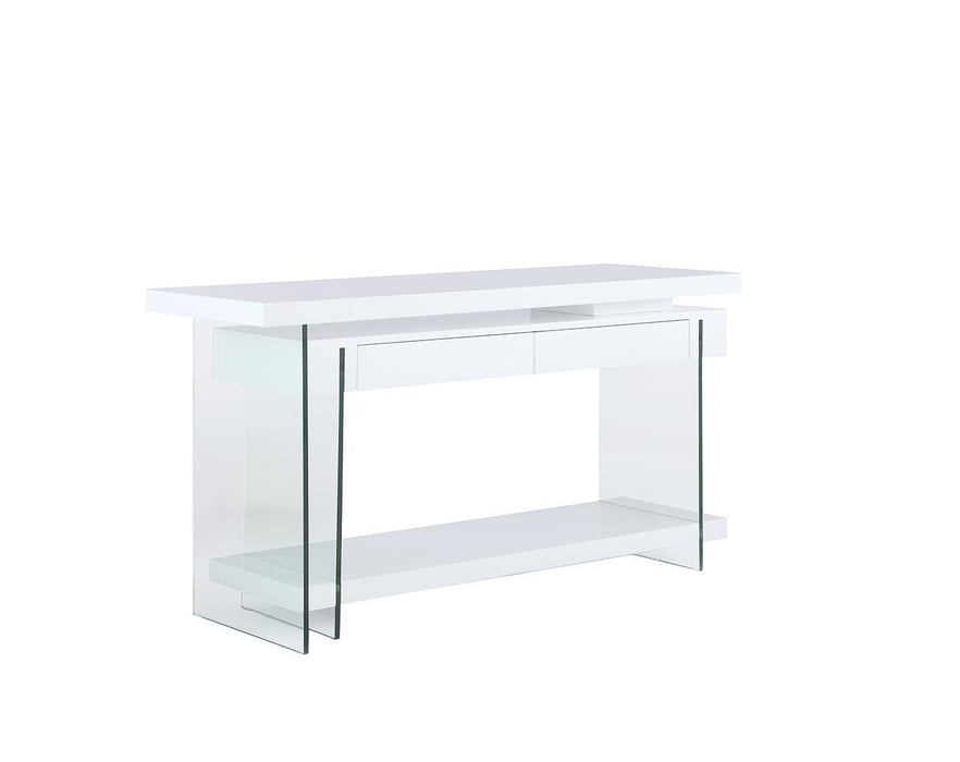 Modern Rotatable Glass & Wooden Desk w/ Drawers & Shelf 6920-DSK