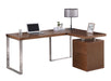 Reversible Wooden Home Office Desk w/ 3-Drawer Cabinet 6921-DSK-WAL