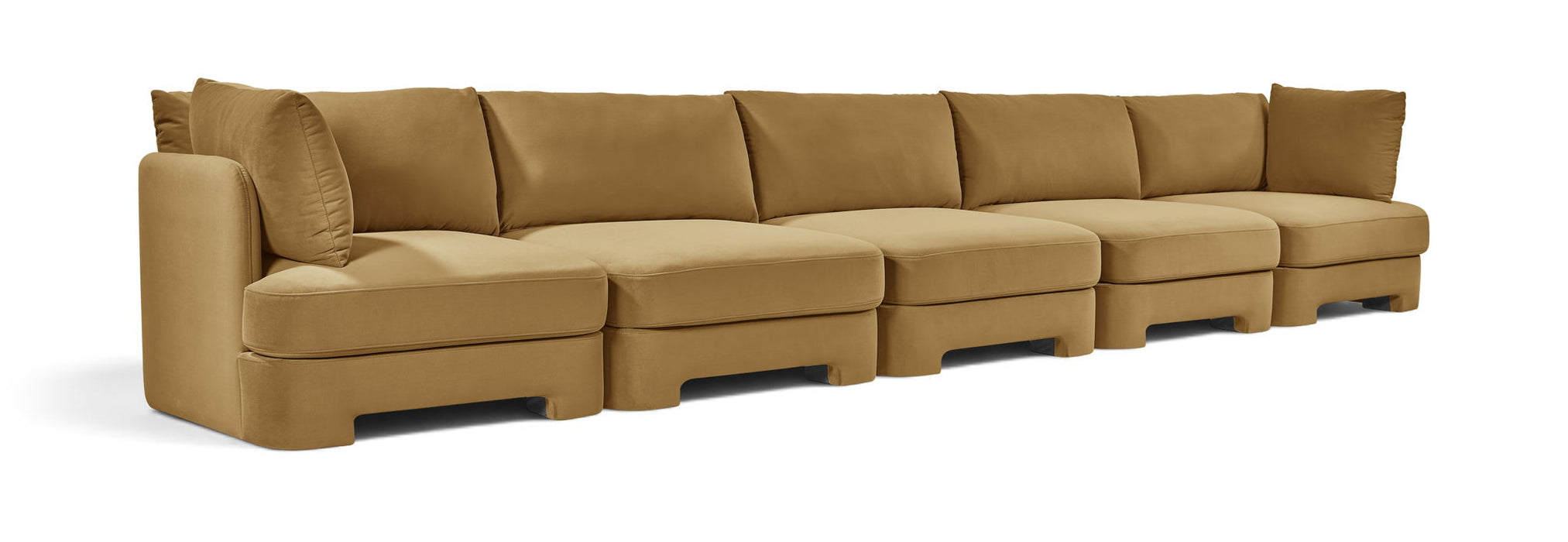 Hammond 185" Velvet Performance Fabric Upholstered 5pc. Modular Sofa