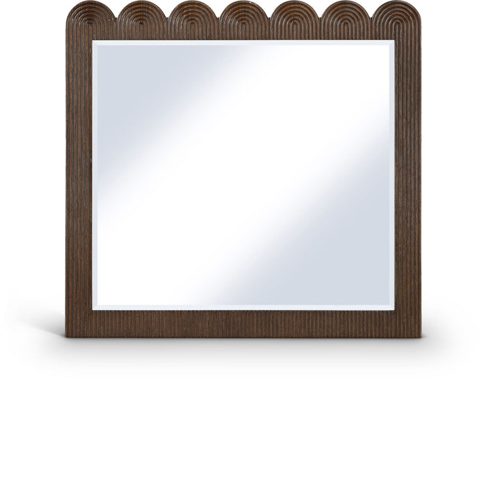 Scallop 36" W X 38" H Oak Veneer Mirror