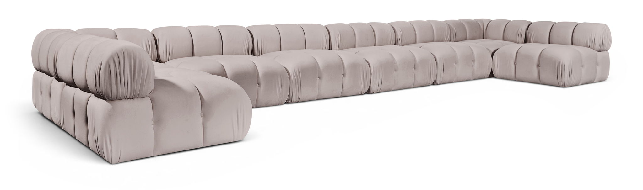 Orin 222" Velvet Performance Fabric Upholstered 8 Pc. Modular Sectional