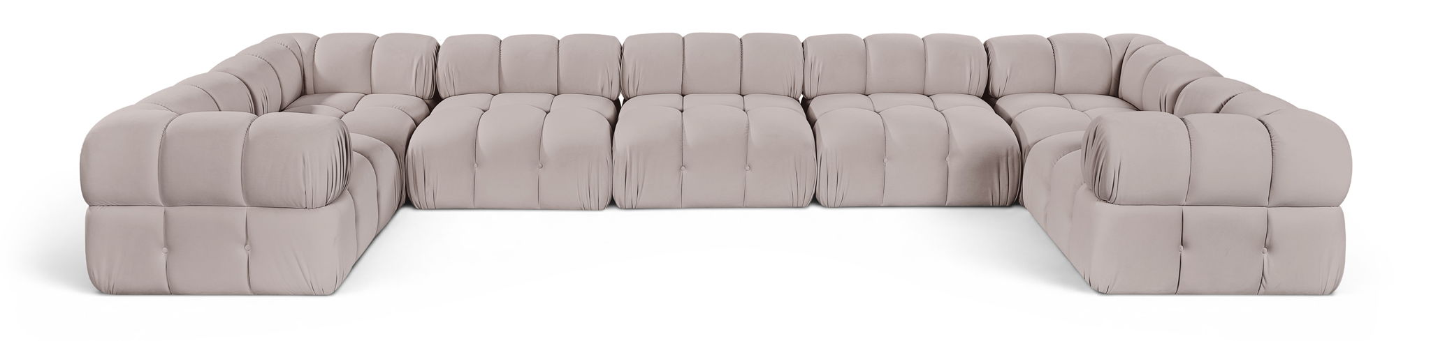 Orin 185" Velvet Performance Fabric Upholstered 7 Pc. Modular Sectional