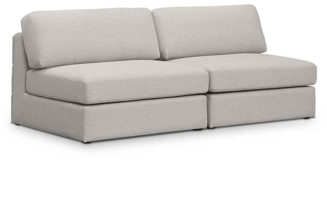 Loveseat modular tapizado de tela con textura de lino sin brazos Beckham de 76" de 2 piezas
