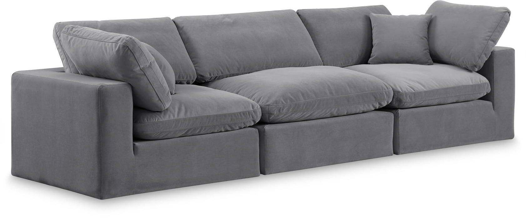 Comfy 119" Velvet Upholstered 3pc. Modular Sofa