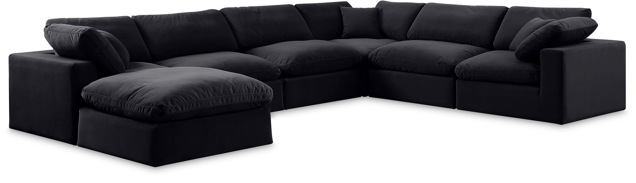 Seccional modular tapizado de terciopelo Comfy de 158" de 7 piezas