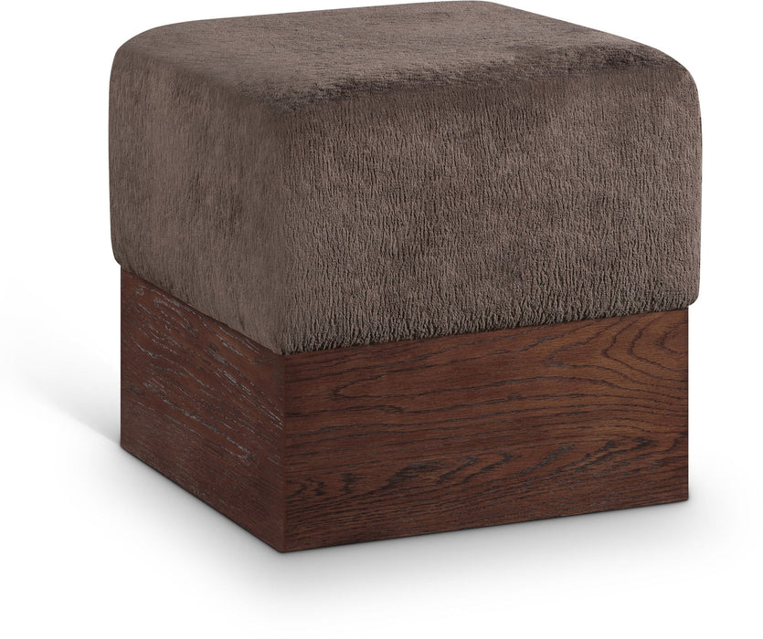 Havre Velour Fur Fabric Upholstered Ottoman