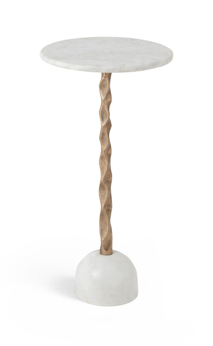 Helix Genuine Marble Top And Aluminum Base Drink Table