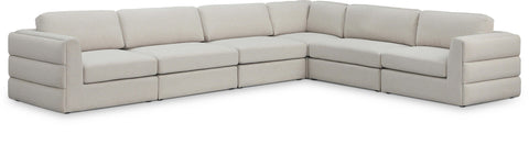 Seccional modular tapizado de tela con textura de lino Beckham de 152" de 6 piezas