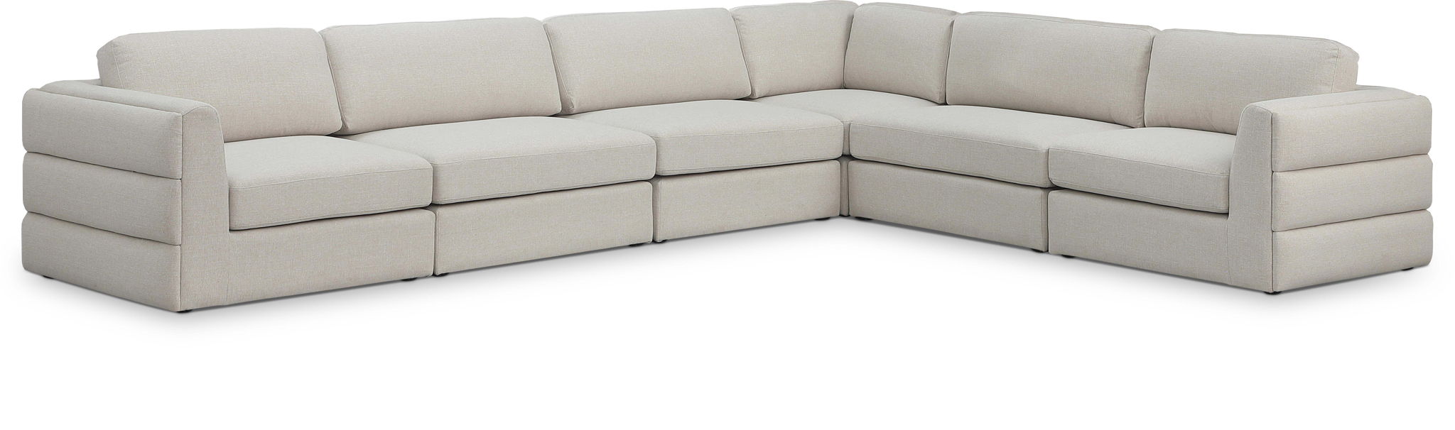 Beckham 152" Linen Textured Fabric Upholstered 6pc. Modular Sectional