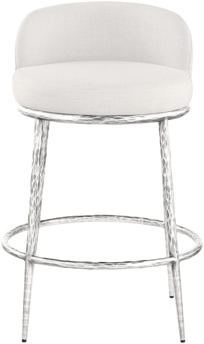 Ferro Linen Textured Performance Fabric Upholstered Counter Stool