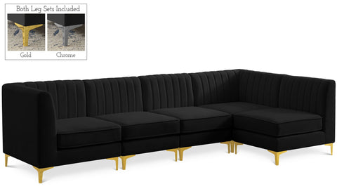 Seccional modular tapizado de terciopelo Alina de 116.5" de 5 piezas