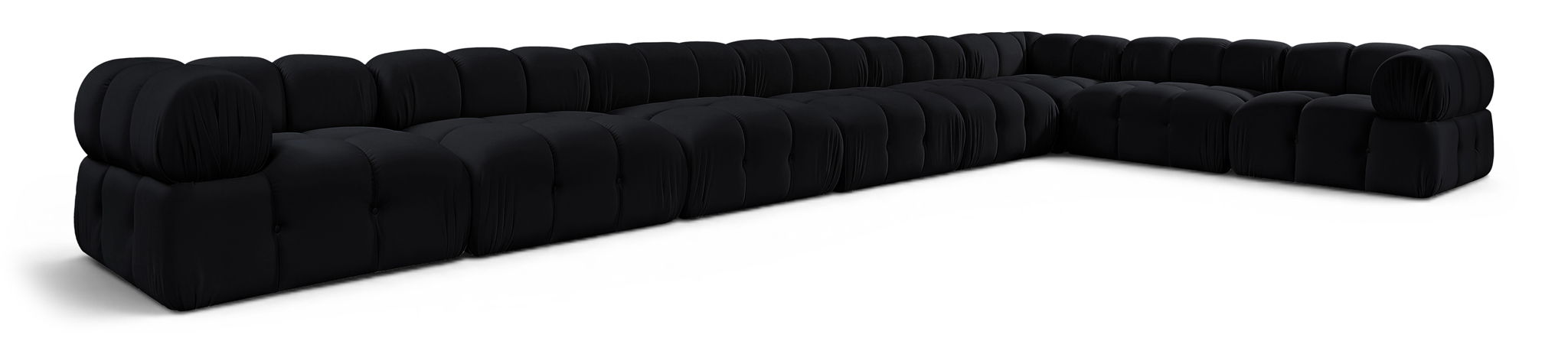 Orin 222" Velvet Performance Fabric Upholstered 8 Pc. Modular Sectional