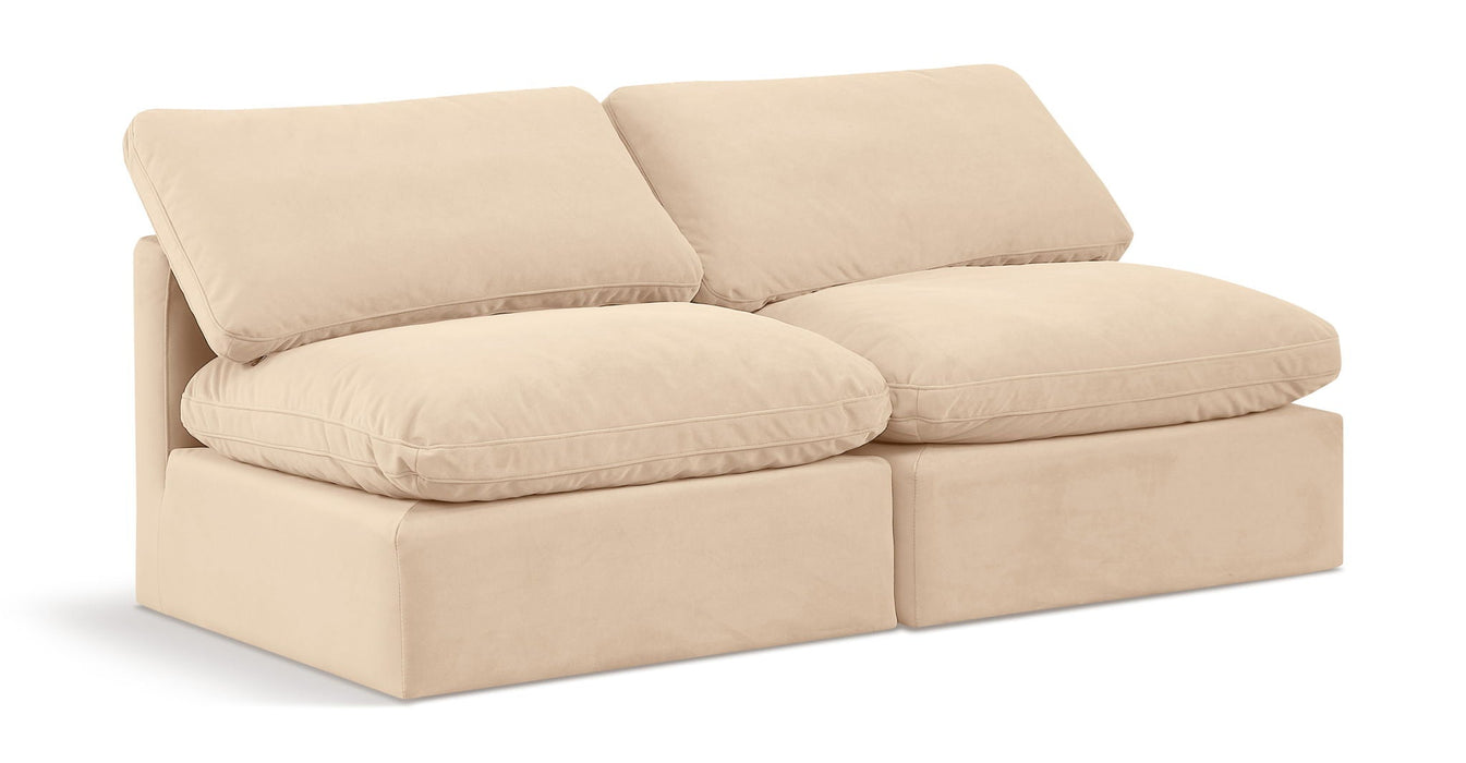 Indulge 70" Velvet Upholstered 2pc. Armless Modular Loveseat