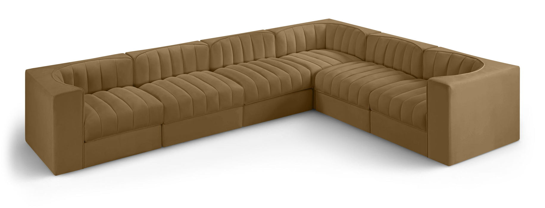 Rummi 126" Velvet Performance Fabric Upholstered 6pc. Modular Sectional