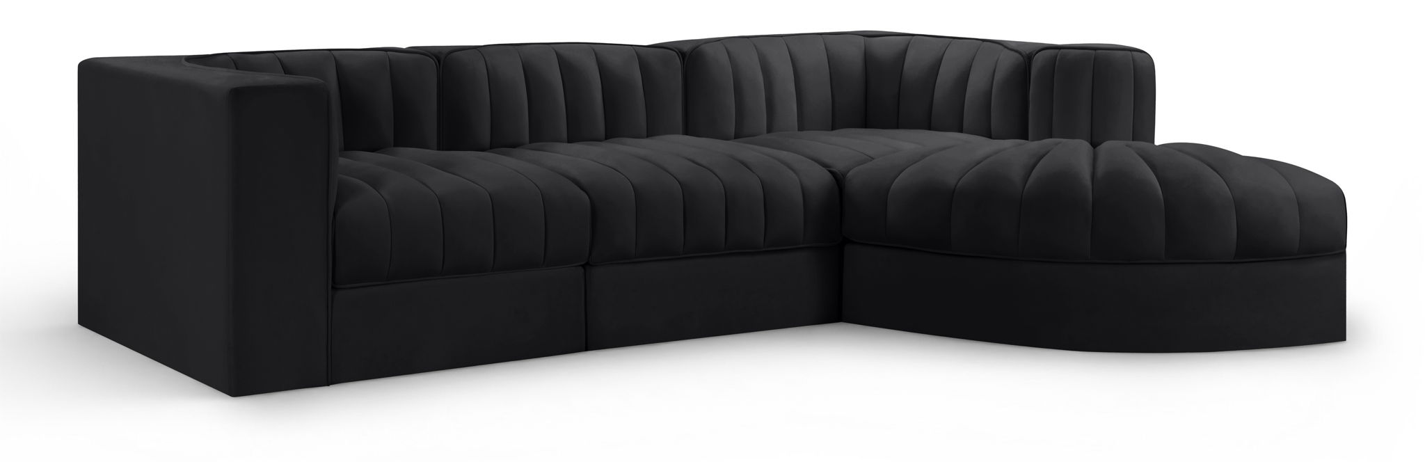 Rummi 97" Velvet Performance Fabric Upholstered 4pc. Modular Sectional