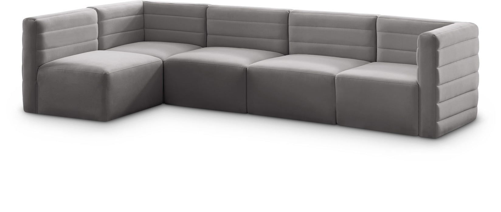 Seccional modular tapizado en terciopelo de confort Quincy de 126" de 5 piezas
