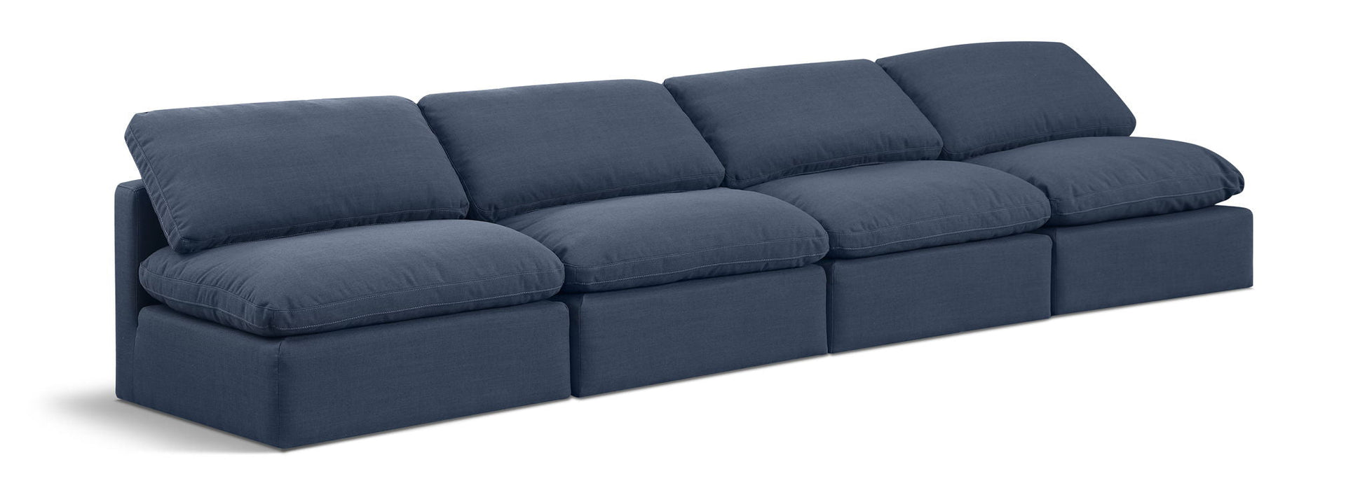 Indulge 140" Linen Textured Fabric Upholstered 4pc. Armless Modular Sofa