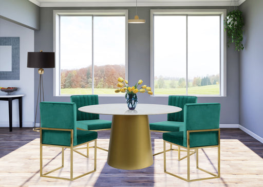 Sorrento 50" Genuine Marble Top And Metal Base Dining Table
