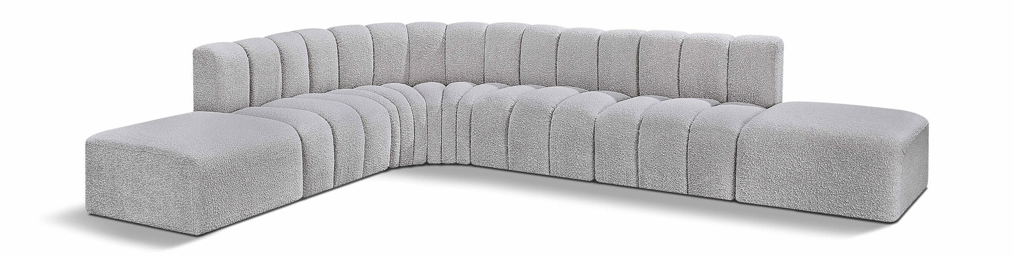 Arc 172" Boucle Fabric Upholstered 7pc. Modular Sectional