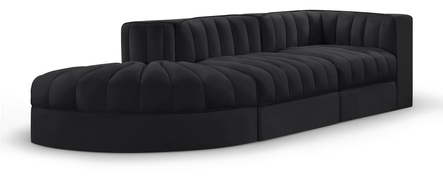 Rummi 112" Velvet Performance Fabric Upholstered 3pc. Modular Sofa