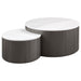 Lowe 2-Piece Round Marble Top Nesting Coffee Table Set Charcoal