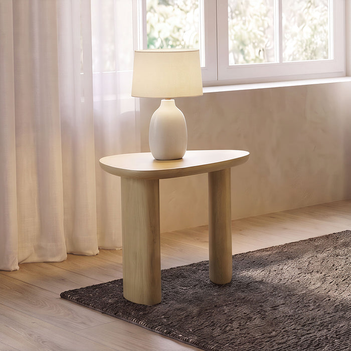 Arjona Contemporary Triangular End Table with Oak Veneer Honey Oak