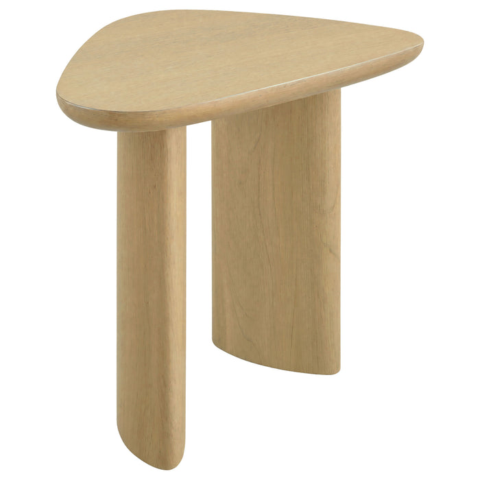 Arjona Contemporary Triangular End Table with Oak Veneer Honey Oak
